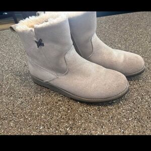 EMU Australia Womens Beach Mini Boots Dove Grey Suede Merino Wool Lining Size 8